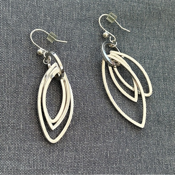 Silver Orbit Marquis Earrings - Picture 2 of 12